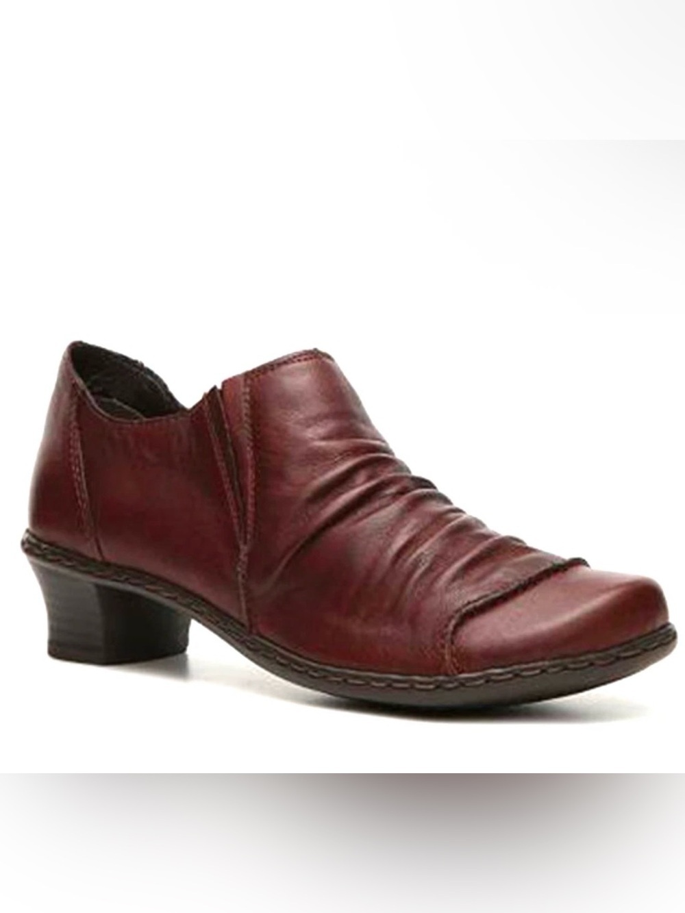 Rieker Women's Slip-On Loafer in Burgundy Red Leather Size 41